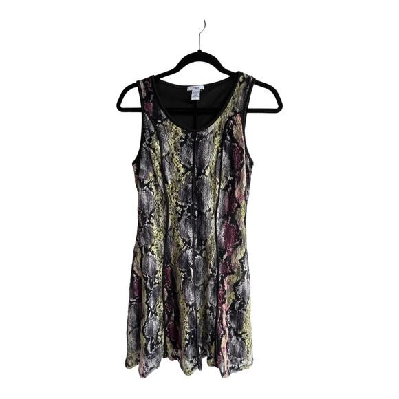 BAR III Sleeveless Mesh Lace DRESS Women's Small Black Yellow Pink Gray Lined - Picture 9 of 9